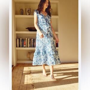 HATCH MATERNITY Luna Dress Blue/White Floral Size 2 NWOT